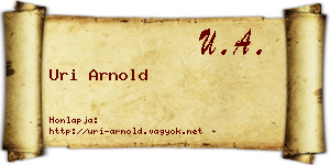 Uri Arnold névjegykártya